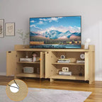 Mobile TV Mid-Century in Noce Marrone, Consolle a 4 Ante, Adatto per TV fino a 65"