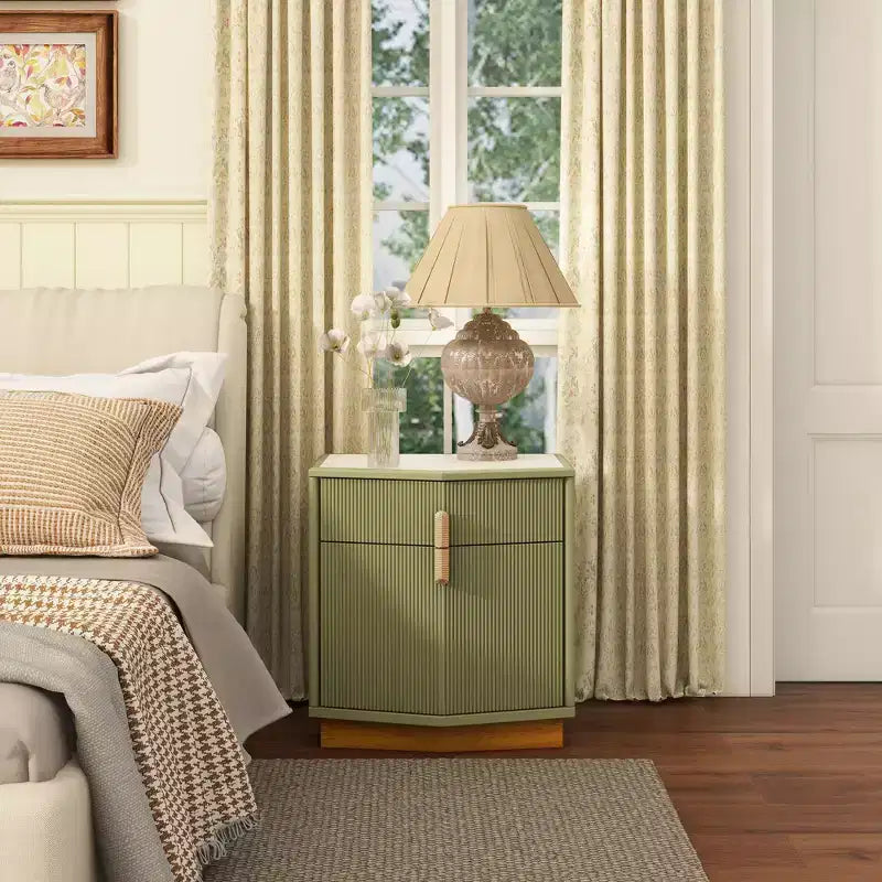 Comodino moderno a 2 cassetti, color cioccolato/marrone scuro/verde oliva/bianco, per 1