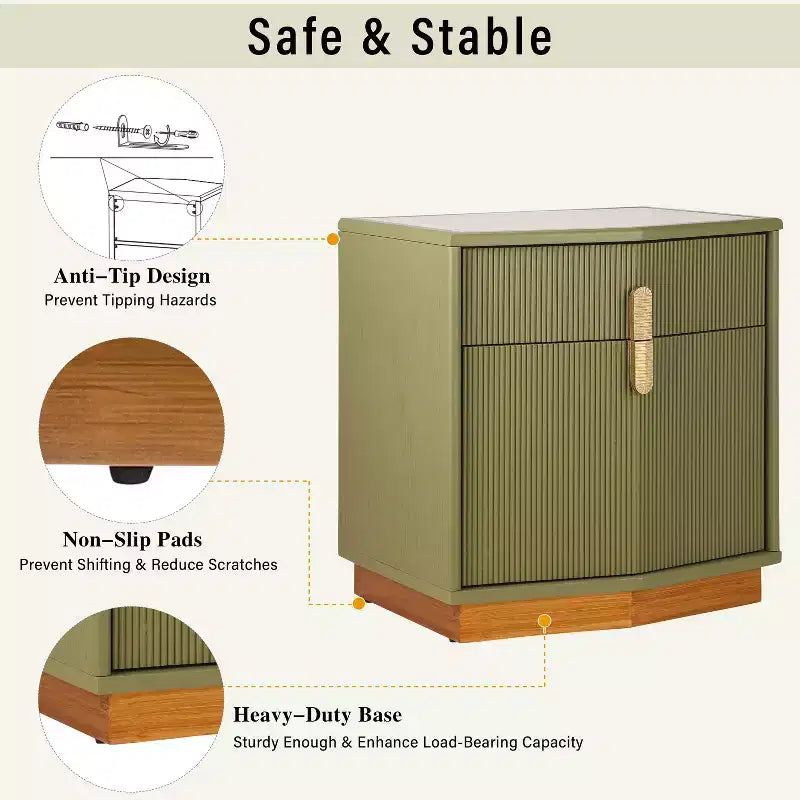 Comodino moderno a 2 cassetti, color cioccolato/marrone scuro/verde oliva/bianco, per 1
