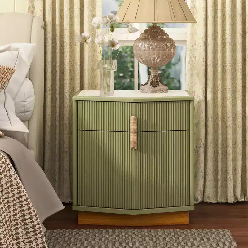 Comodino moderno a 2 cassetti, color cioccolato/marrone scuro/verde oliva/bianco, per 1