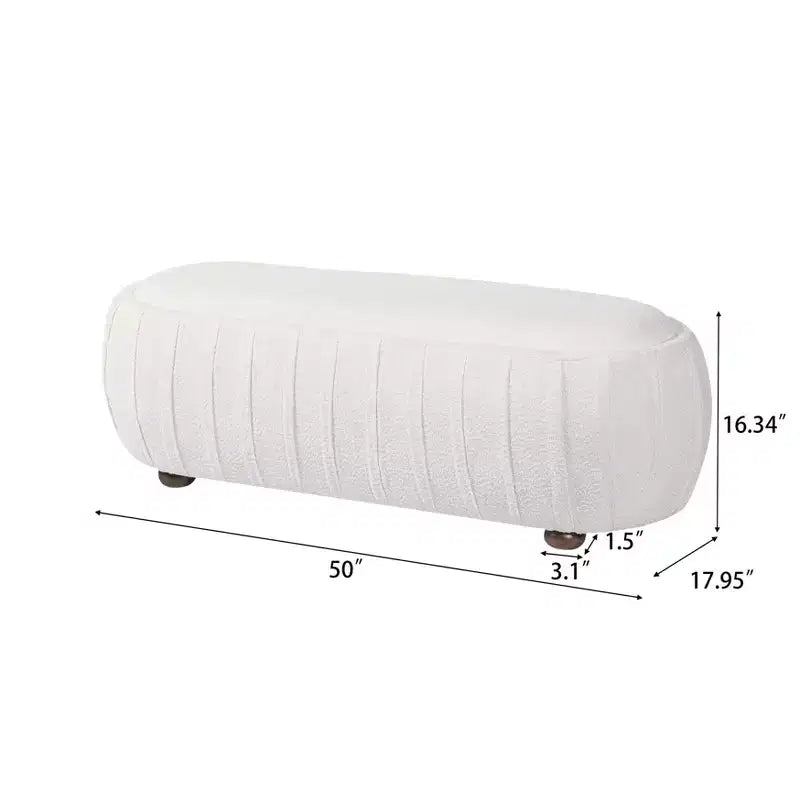 Pouf ovale bouclé monosedile, verde oliva / bianco, stile moderno