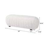 Pouf ovale bouclé monosedile, verde oliva / bianco, stile moderno
