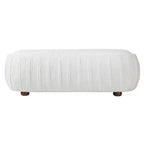 Pouf ovale bouclé monosedile, verde oliva / bianco, stile moderno