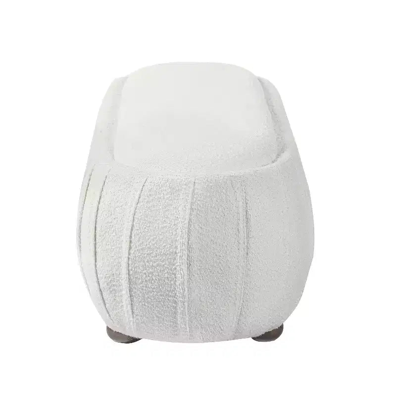 Pouf ovale bouclé monosedile, verde oliva / bianco, stile moderno