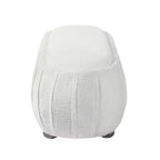 Pouf ovale bouclé monosedile, verde oliva / bianco, stile moderno