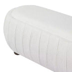 Pouf ovale bouclé monosedile, verde oliva / bianco, stile moderno