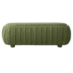 Pouf ovale bouclé monosedile, verde oliva / bianco, stile moderno