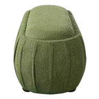 Pouf ovale bouclé monosedile, verde oliva / bianco, stile moderno