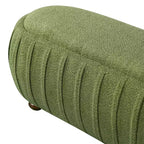 Pouf ovale bouclé monosedile, verde oliva / bianco, stile moderno