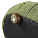 Pouf ovale bouclé monosedile, verde oliva / bianco, stile moderno