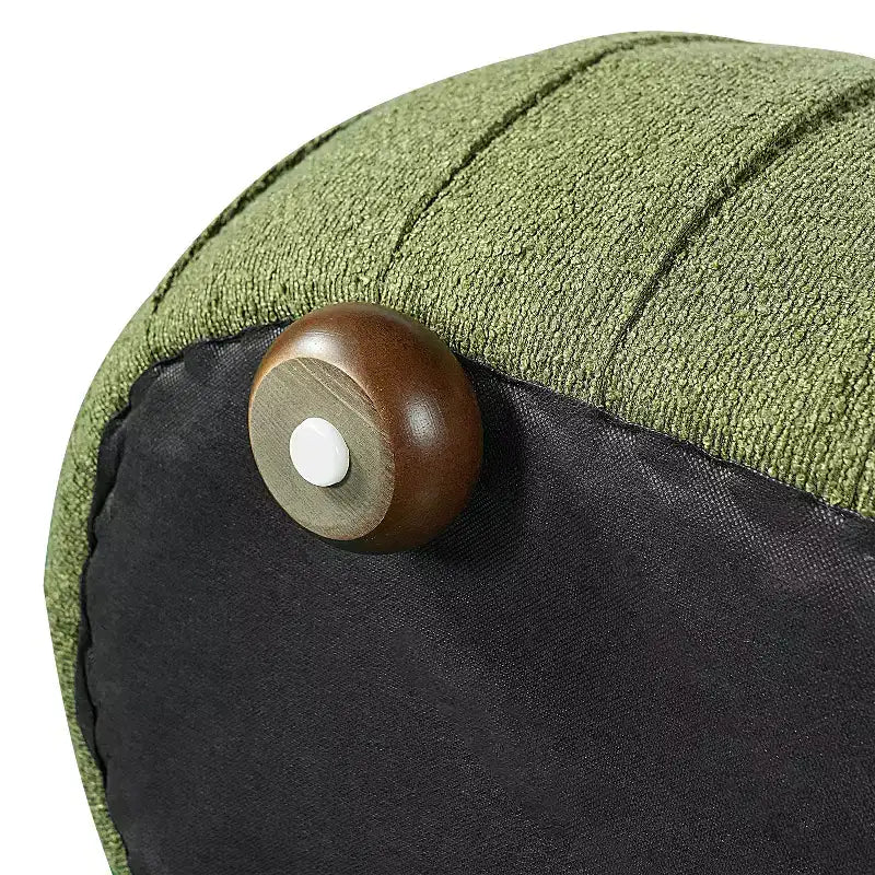 Pouf ovale bouclé monosedile, verde oliva / bianco, stile moderno