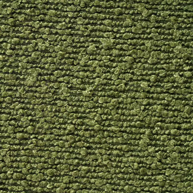 Pouf ovale bouclé monosedile, verde oliva / bianco, stile moderno