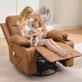 Rocker Recliner Chair with Massage & Heat  PU Leather Swivel Sofa with Cup Holder & Pockets for Living Room, Bedroom & Nursery