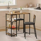 Set da pranzo a 3 pezzi nero/marrone/grigio con mensole, 2 posti