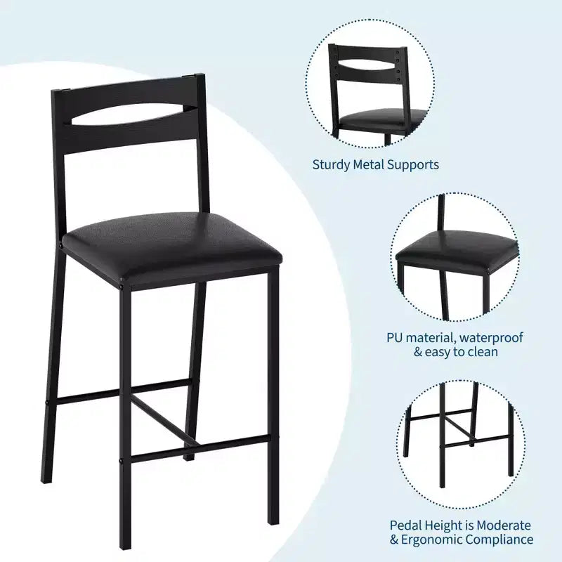 Set da pranzo a 3 pezzi nero/marrone/grigio con mensole, 2 posti