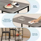 Set da pranzo a 3 pezzi nero/marrone/grigio con mensole, 2 posti