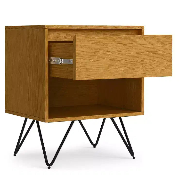 Comodino Industriale in Rovere Marrone con Cassetto, Singolo