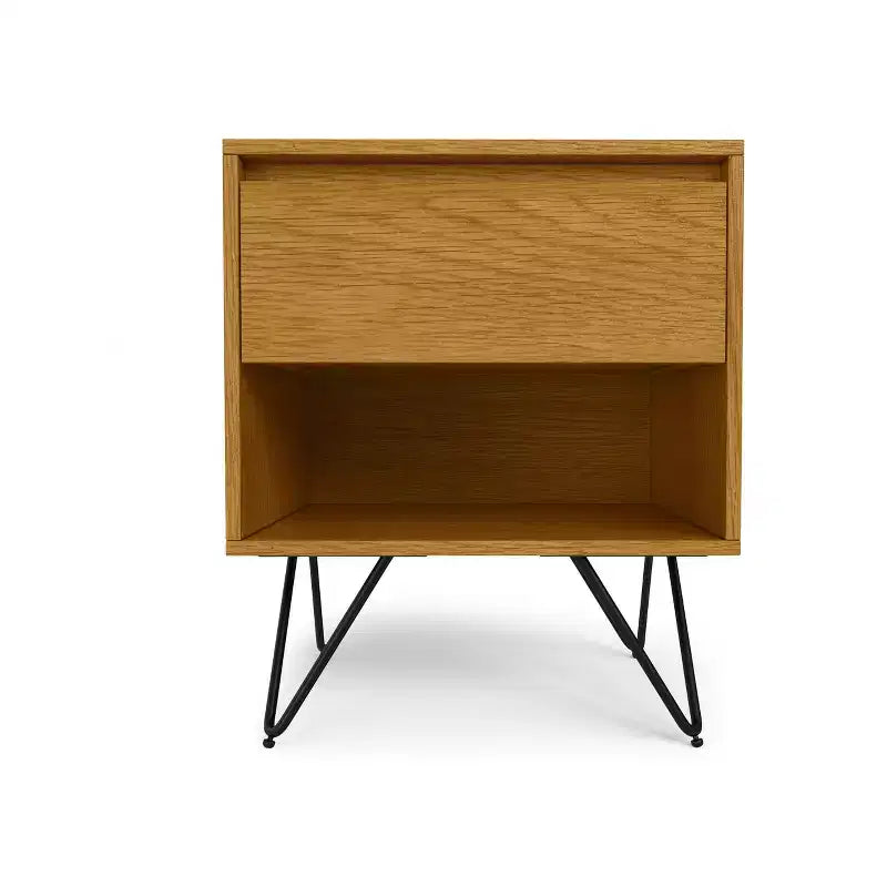 Comodino Industriale in Rovere Marrone con Cassetto, Singolo