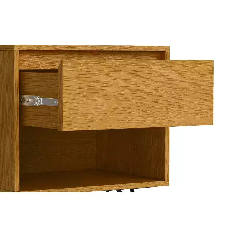 Comodino Industriale in Rovere Marrone con Cassetto, Singolo
