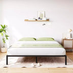 Struttura letto a piattaforma in metallo nero, altezza regolabile, matrimoniale/queen, 2 persone