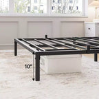 Struttura letto a piattaforma in metallo nero, altezza regolabile, matrimoniale/queen, 2 persone