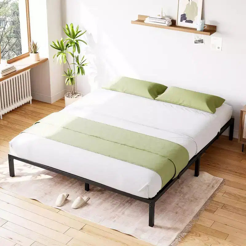Struttura letto a piattaforma in metallo nero, altezza regolabile, matrimoniale/queen, 2 persone
