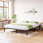 Struttura letto a piattaforma in metallo nero, altezza regolabile, matrimoniale/queen, 2 persone