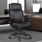 Sedia da ufficio con schienale alto in pelle PU con poggiatesta e braccioli regolabili, sedile singolo (nero/marrone/grigio)