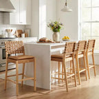 Christopher Knight Home Audrey Contemporary Rubberwood Faux Leather Upholstered Barstools (Set of 4)