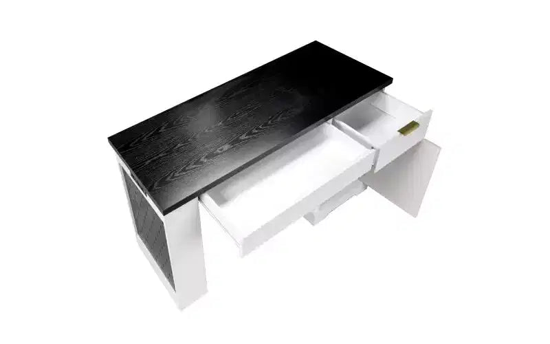Scrivania moderna da ufficio bianca da 55" monoposto con vani portaoggetti e cassetti