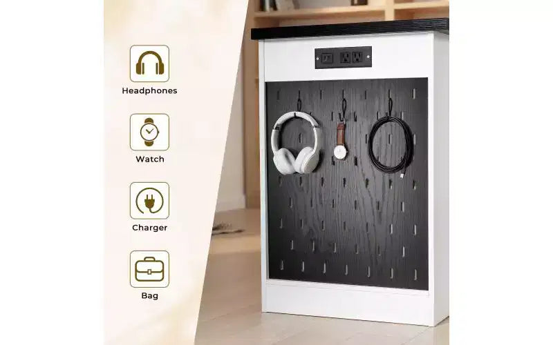Scrivania moderna da ufficio bianca da 55" monoposto con vani portaoggetti e cassetti