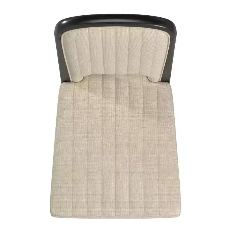 Sedie da Pranzo Senza Braccioli in Tessuto Crema con Cuciture a Canali, Set da 2
