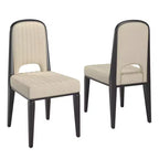 Fuske Wood Finish Cream Fabric Channel Stitching Dining Chair (Set of 2) - iNSPIREQ