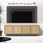 Mobile TV moderno rovere marrone da 180 cm con cassetti e ante, adatto per TV fino a 75"