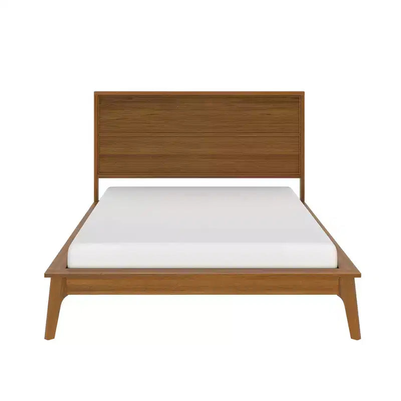 Struttura letto matrimoniale Natural Wood Tambour Headboard, stile Mid-Century, per una persona