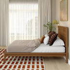 Struttura letto matrimoniale Natural Wood Tambour Headboard, stile Mid-Century, per una persona