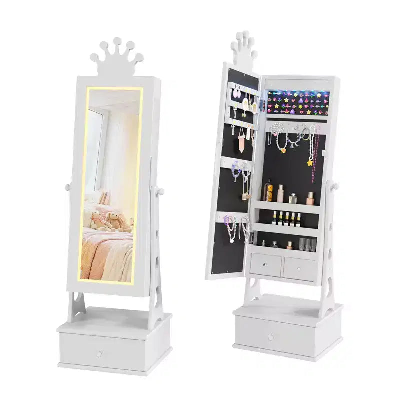 Portagioie verticale per bambini rosa/bianco con specchio a figura intera e luci LED, 1 bambino