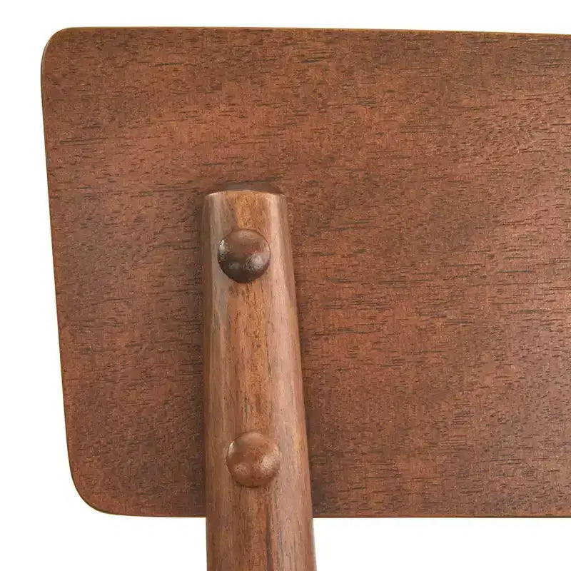 Sgabello da bancone in lino moka e noce, senza braccioli, set da 2, stile metà secolo