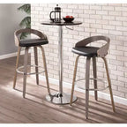 Sgabello da Bar Girevole Imbottito Grigio Chiaro e Nero, Stile Mid-Century, Set da 2