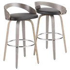 Sgabello da Bar Girevole Imbottito Grigio Chiaro e Nero, Stile Mid-Century, Set da 2