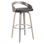 Sgabello da Bar Girevole Imbottito Grigio Chiaro e Nero, Stile Mid-Century, Set da 2