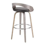 Sgabello da Bar Girevole Imbottito Grigio Chiaro e Nero, Stile Mid-Century, Set da 2