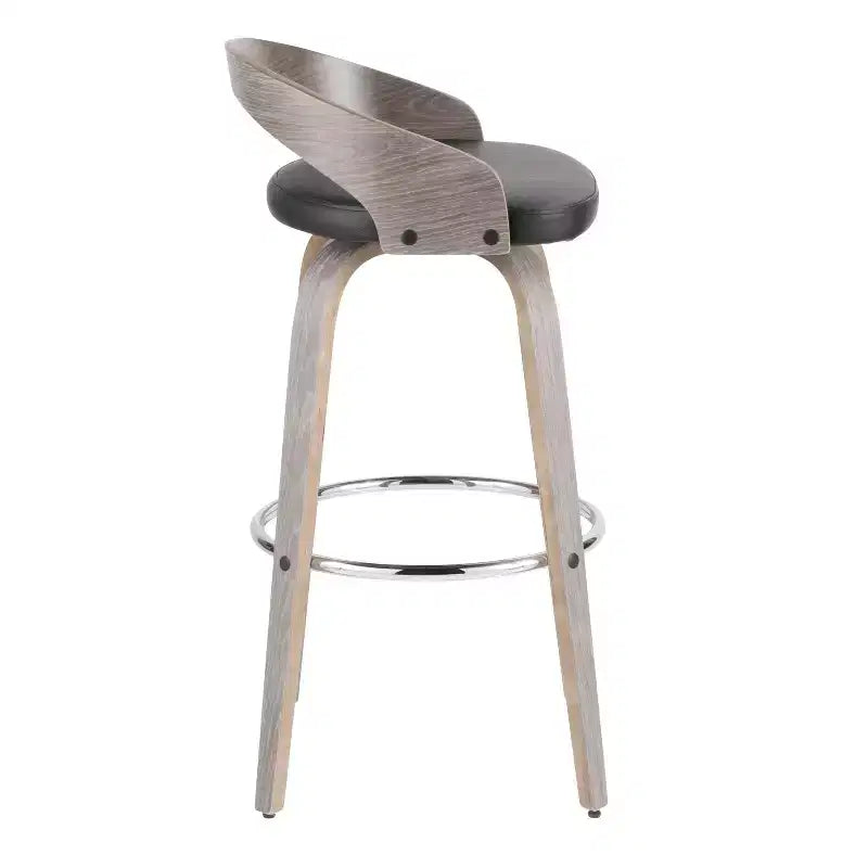 Sgabello da Bar Girevole Imbottito Grigio Chiaro e Nero, Stile Mid-Century, Set da 2