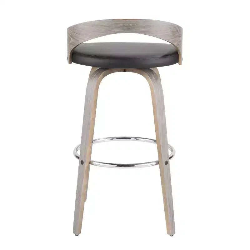 Sgabello da Bar Girevole Imbottito Grigio Chiaro e Nero, Stile Mid-Century, Set da 2