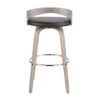 Sgabello da Bar Girevole Imbottito Grigio Chiaro e Nero, Stile Mid-Century, Set da 2