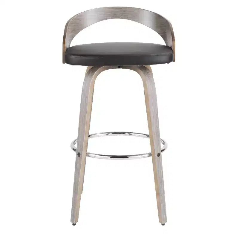 Sgabello da Bar Girevole Imbottito Grigio Chiaro e Nero, Stile Mid-Century, Set da 2