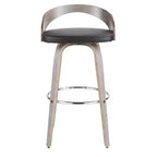Sgabello da Bar Girevole Imbottito Grigio Chiaro e Nero, Stile Mid-Century, Set da 2