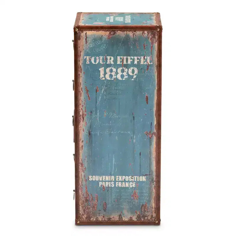 Cassettiera blu a 5 cassetti, stile vintage, maniglie ad anello dorate