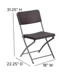 Sedia pieghevole in plastica effetto rattan marrone con struttura grigia, set da 2