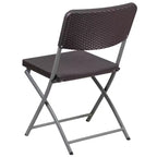 Sedia pieghevole in plastica effetto rattan marrone con struttura grigia, set da 2